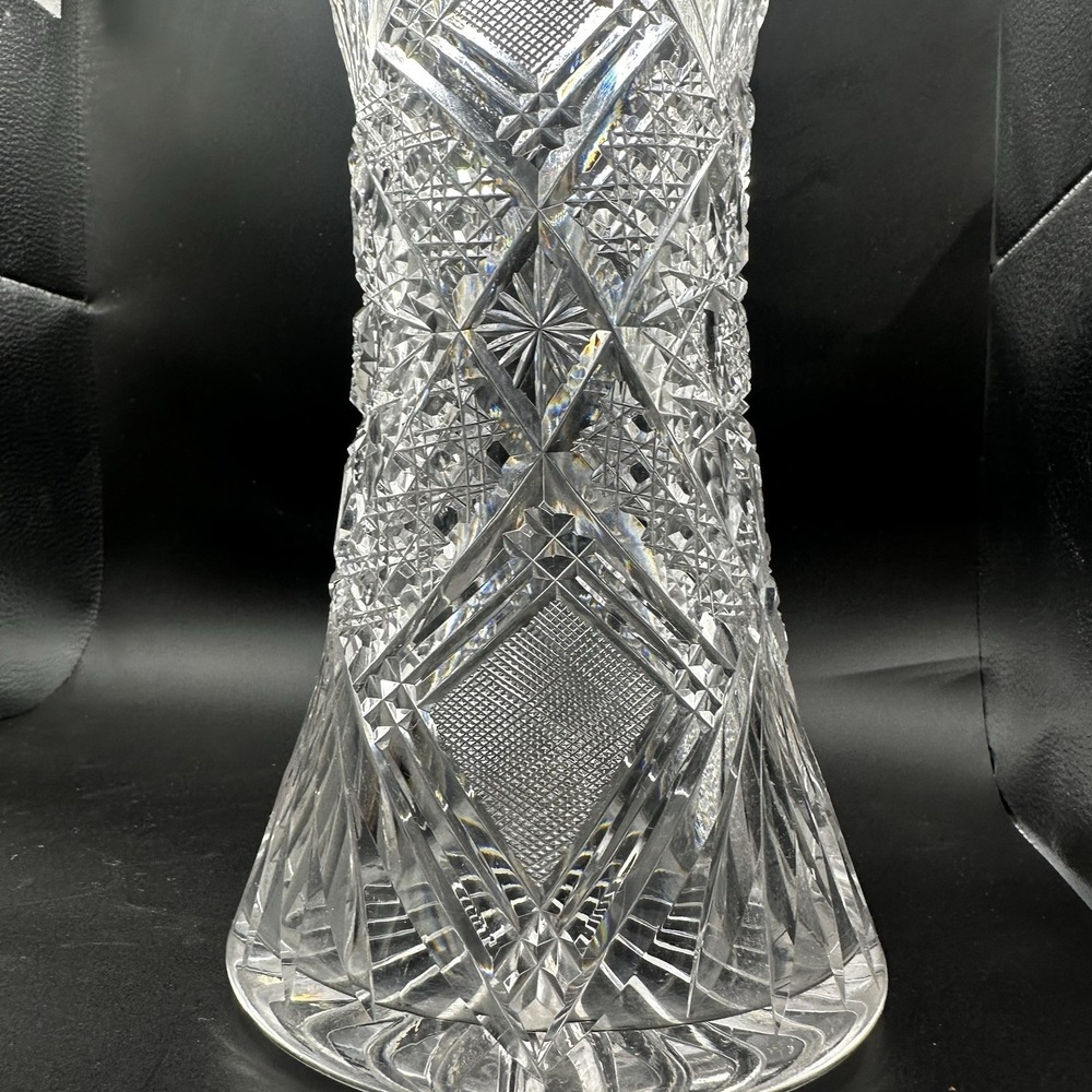 Antique American Brilliant Period Hand Cut Lead Crystal Pitcher Heavy 9.75" Tall - Picture 11 of 16